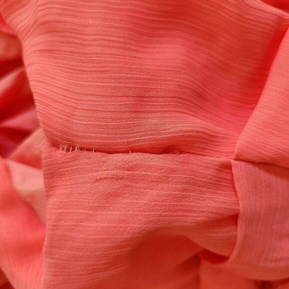 Bow Dream girls youth 14 chiffon diamond rhinestone dress coral peachy pink form - Picture 4 of 7